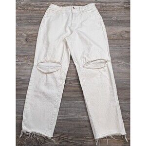 Universal Thread Ivory Vintage Straight Jeans Ripped Distressed High Rise Sz. 10